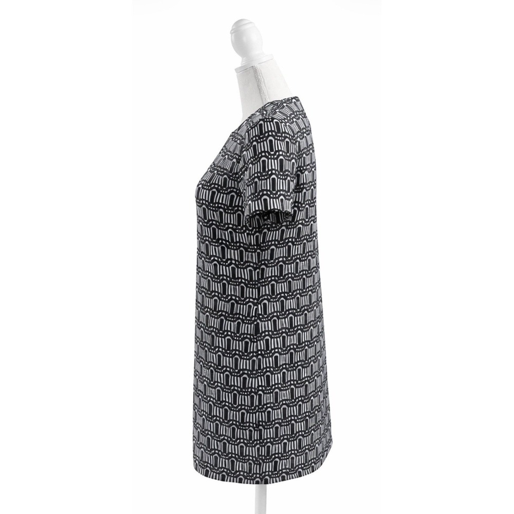 Adrienne‎ Vittadini Elegant Black White Pattern Mini Dress Size 4 Short Sleeves - Picture 6 of 9